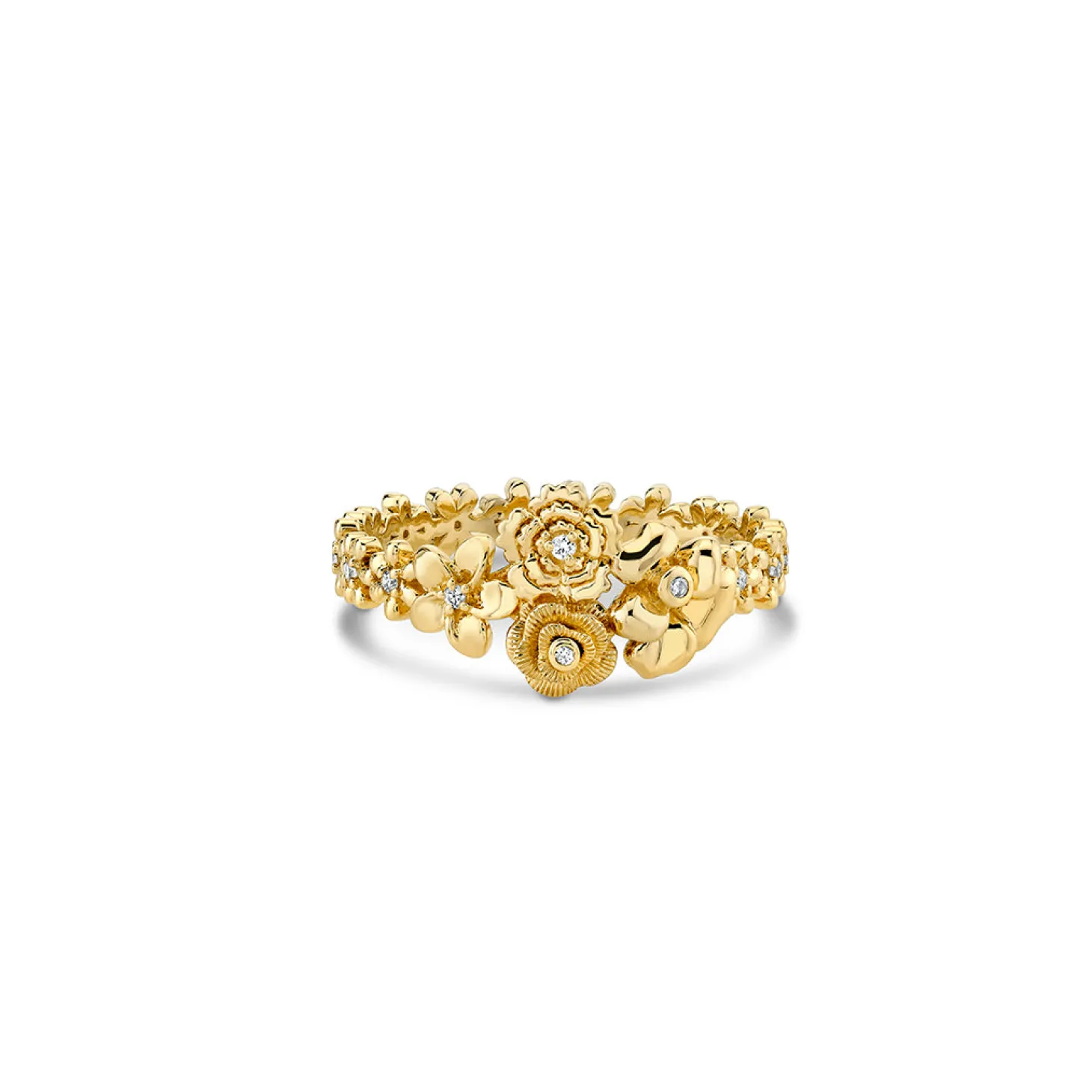 Gold & Diamond Flower Cluster Ring
