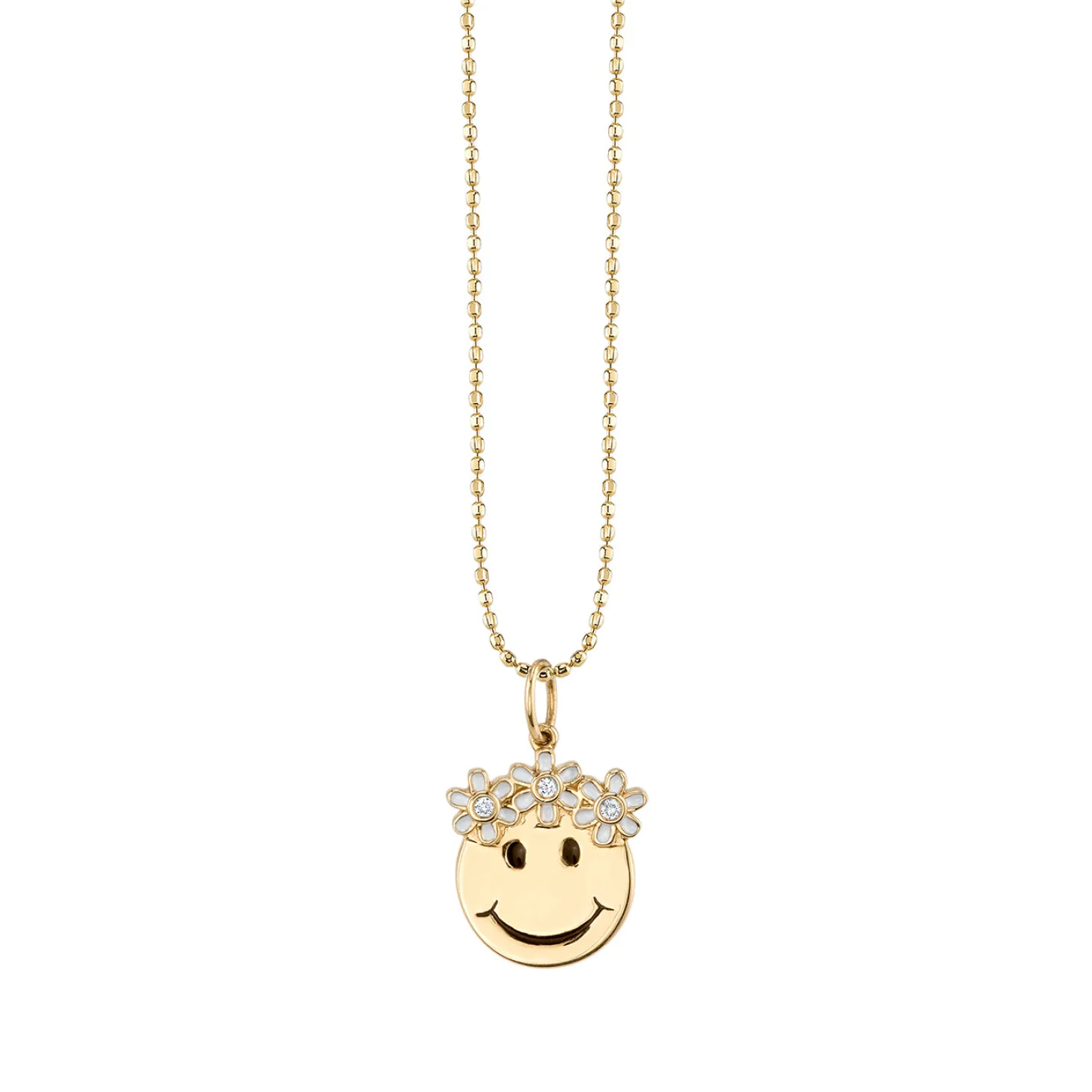 Gold & Diamond Flower Power Happy Face Charm