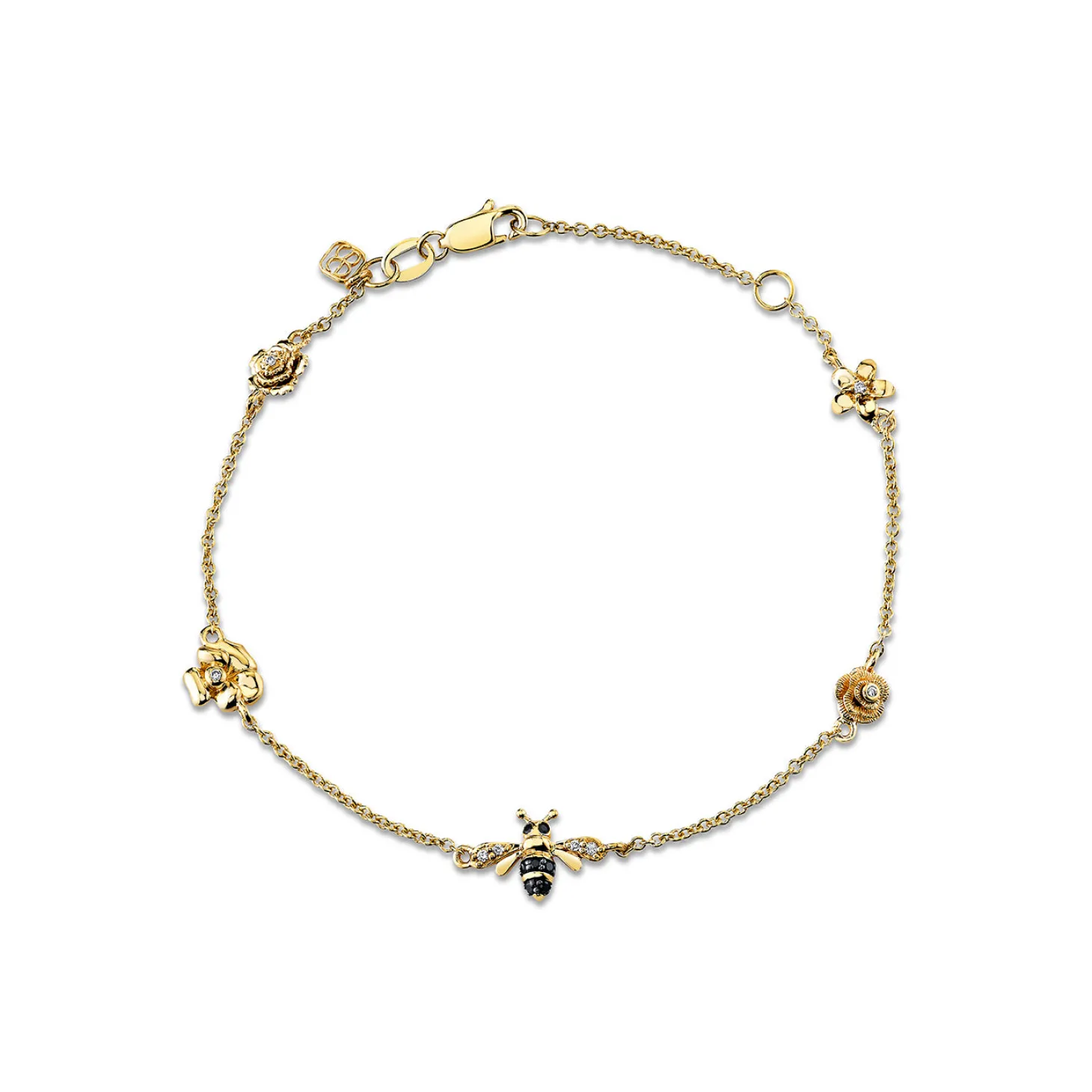 Gold & Diamond Flowers Bracelet
