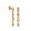 Gold & Diamond Fluted Baguette & Round Long Drop Earring