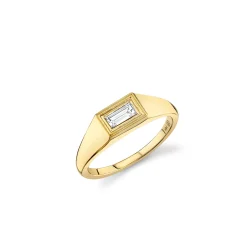 Gold & Diamond Fluted Baguette Signet Ring