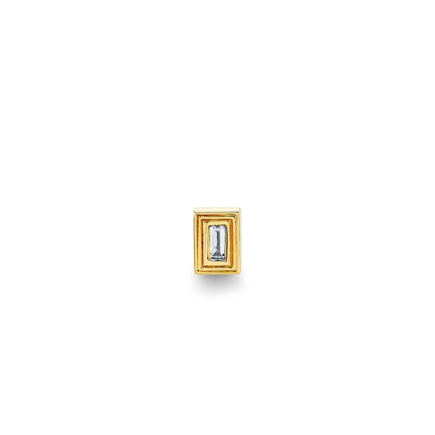 Gold & Diamond Fluted Baguette Stud