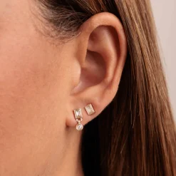 Gold & Diamond Fluted Baguette Stud
