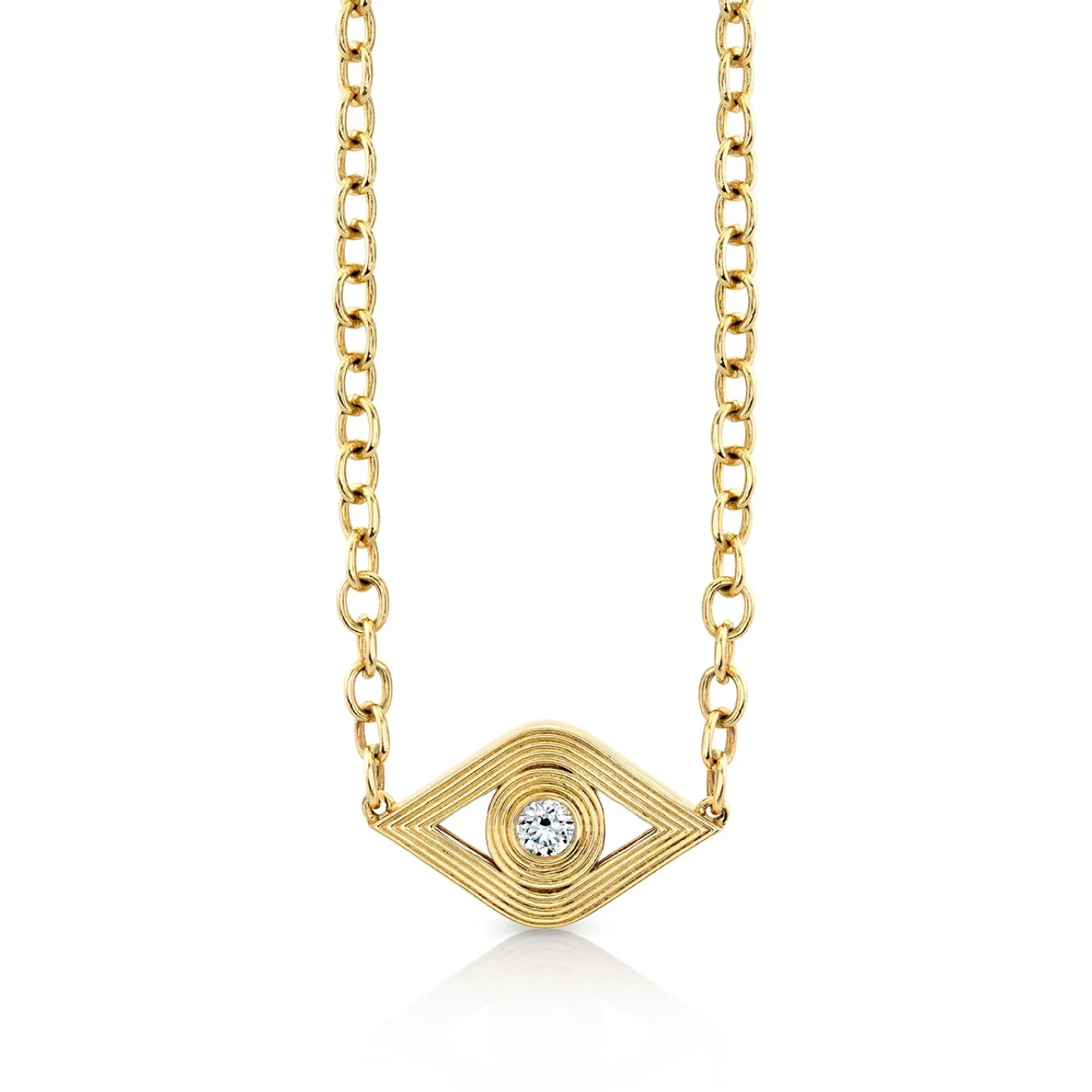 Gold & Diamond Fluted Eye Necklace