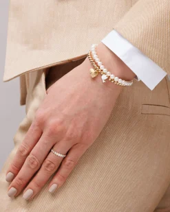 Gold & Diamond Fluted Heart on Gold Beads