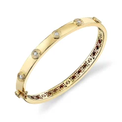 Gold & Diamond Fluted Hinge Bangle