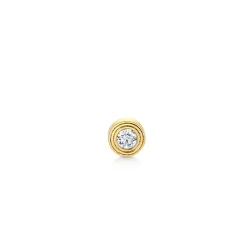 Gold & Diamond Fluted Single Stone Stud