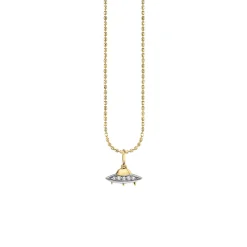 Gold & Diamond Flying Saucer Charm