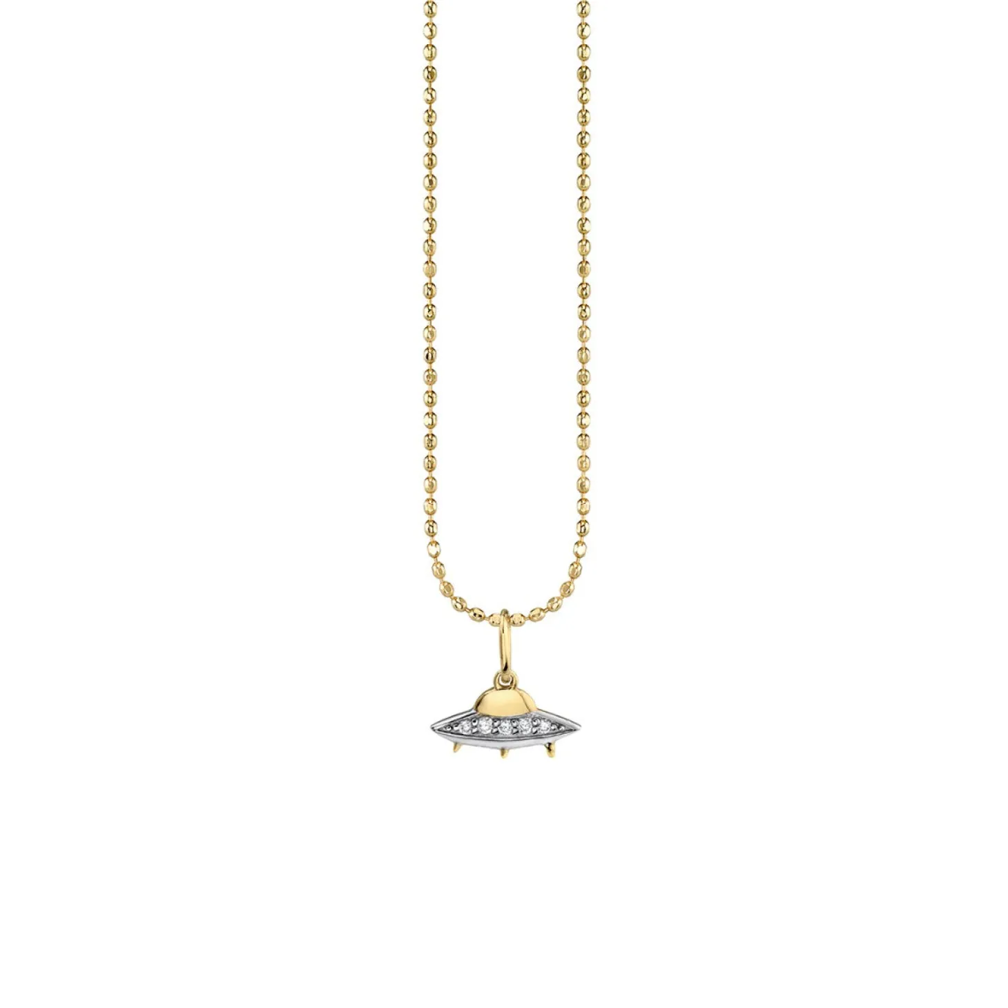 Gold & Diamond Flying Saucer Charm