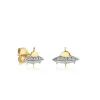 Gold & Diamond Flying Saucer Stud