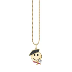 Gold & Diamond French Happy Face Charm