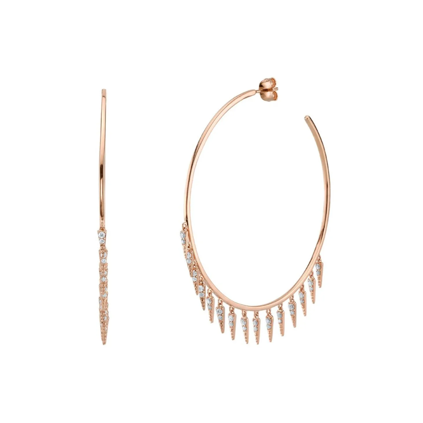 Gold & Diamond Fringe Large Hoops