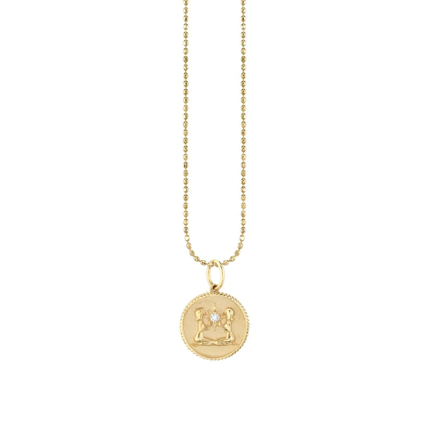 Gold & Diamond Gemini Zodiac Medallion