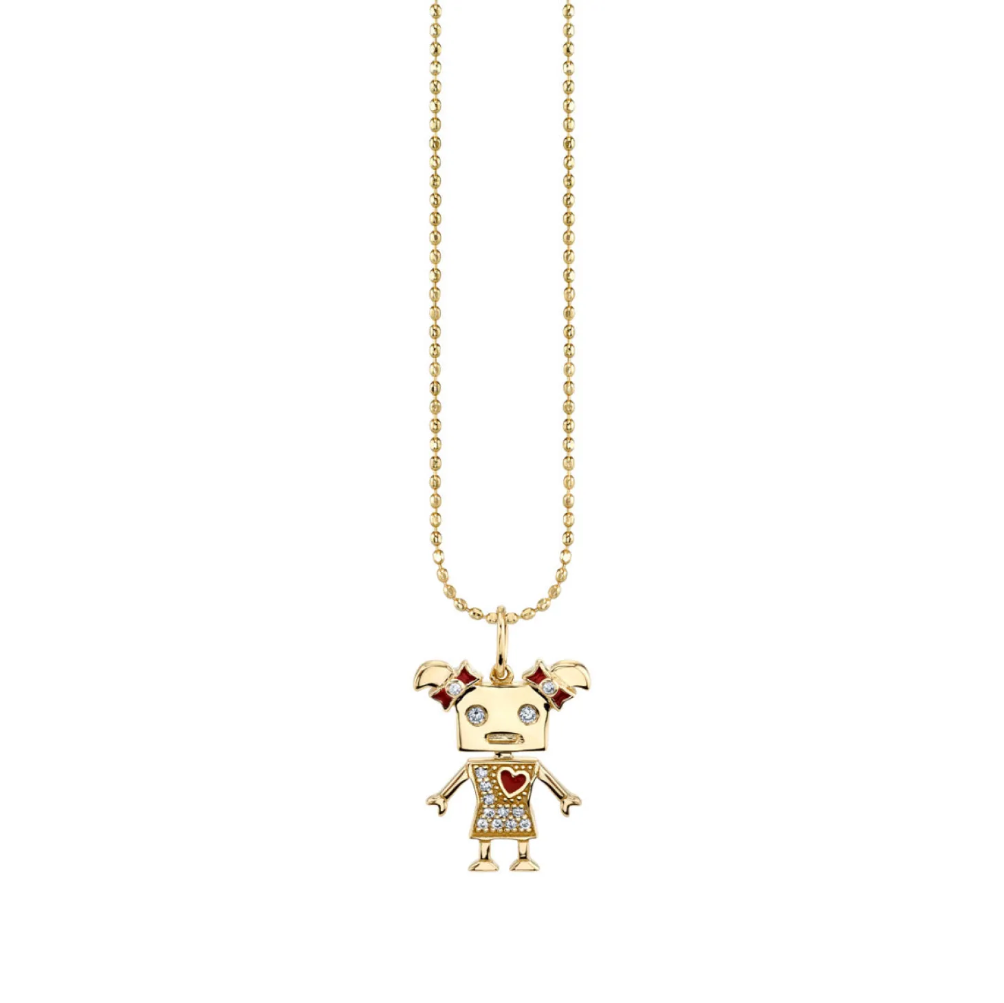 Gold & Diamond Girl Robot Charm