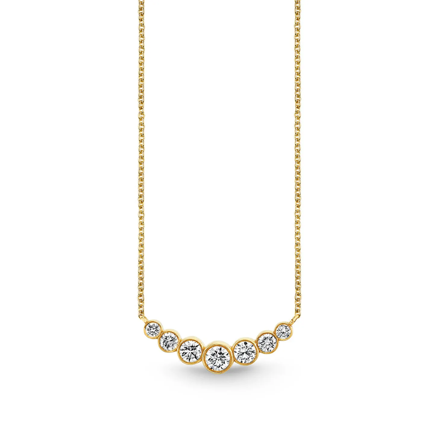 Gold & Diamond Graduated Bezel Necklace