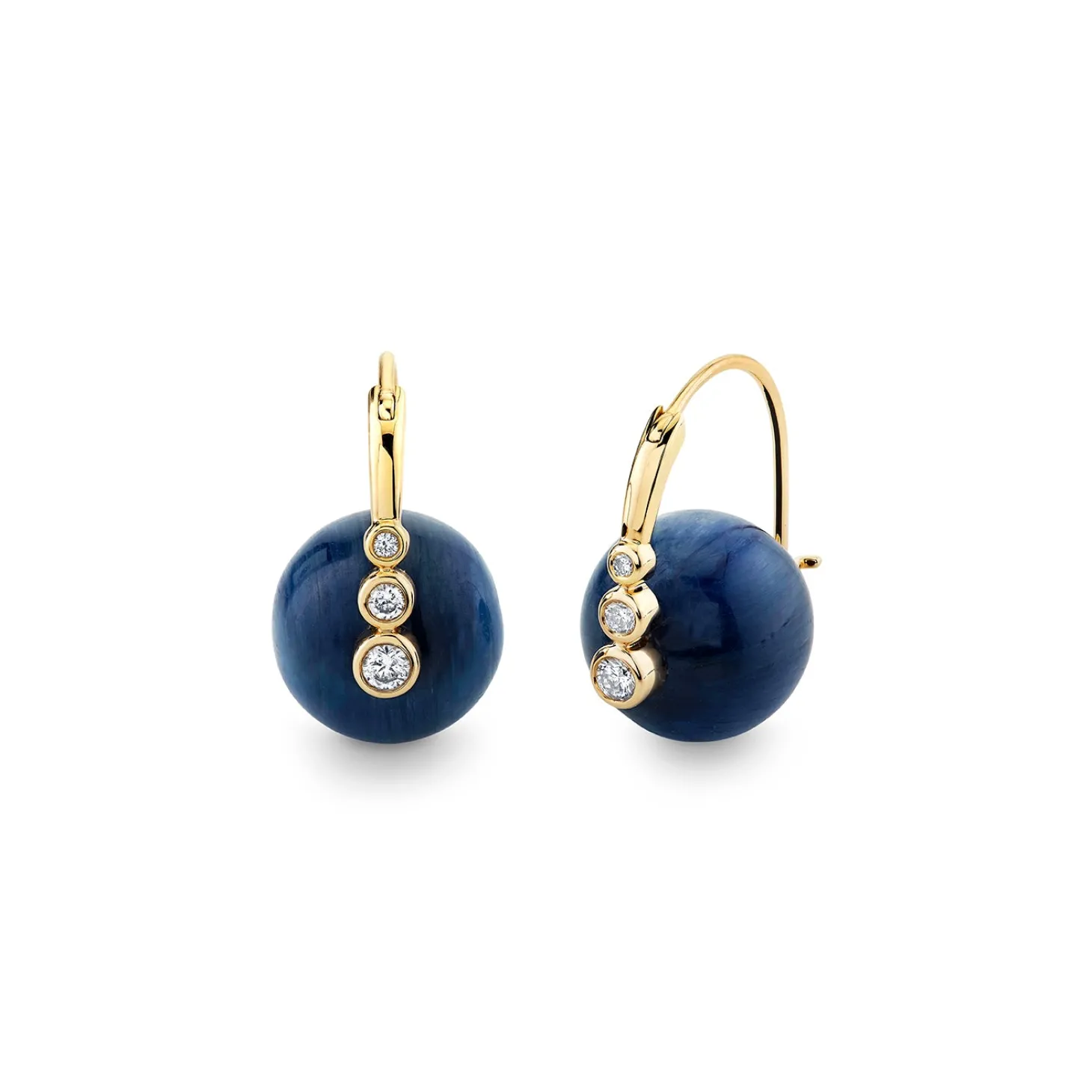 Gold & Diamond Graduated Bezel Kyanite Luxuria Earrings