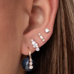 Gold & Diamond Graduated Bezel Kyanite Luxuria Earrings
