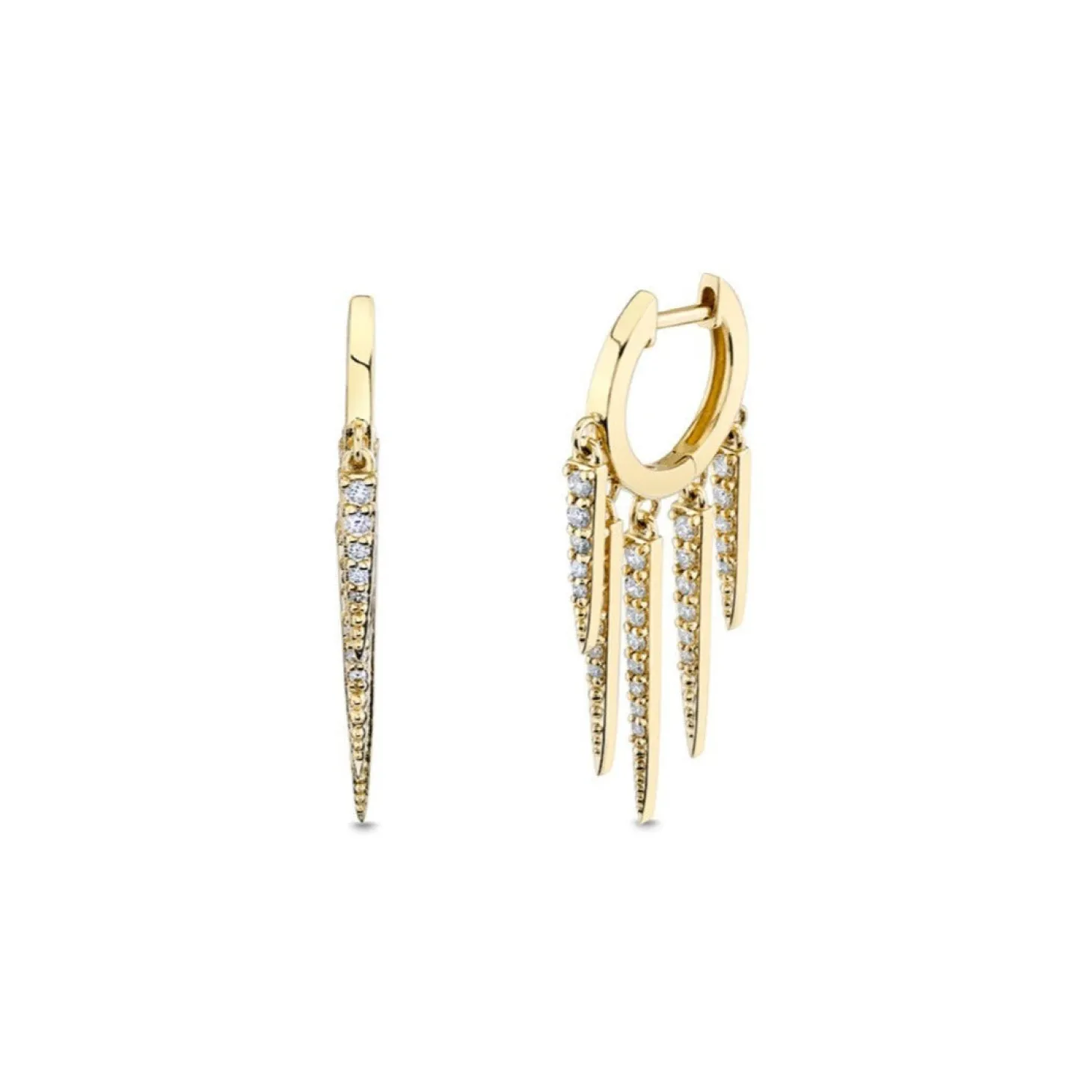 Gold & Diamond Graduated Fringe Huggie Hoops