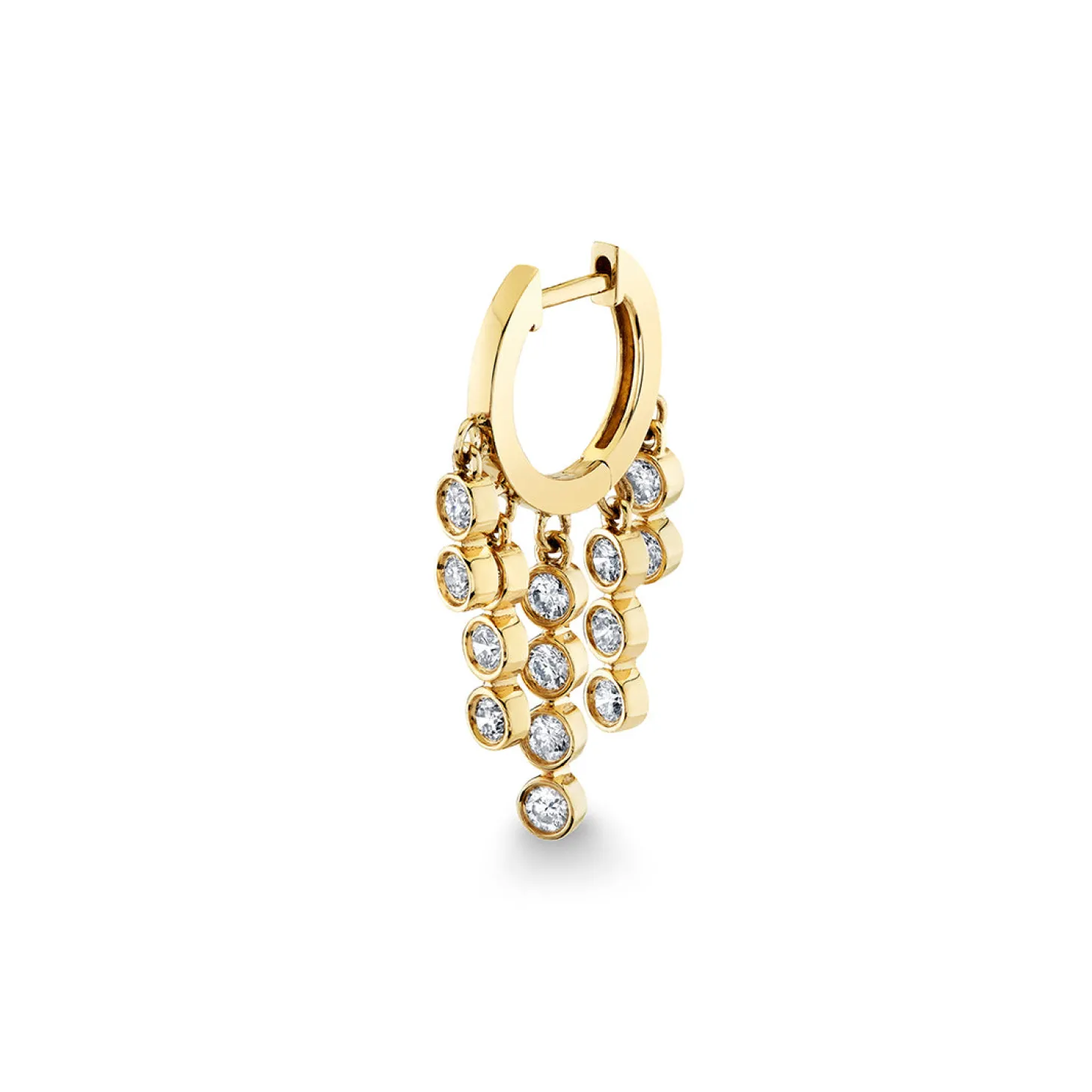 Gold & Diamond Graduated Fringe Bezel Huggie Hoops