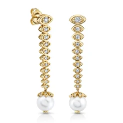 Gold & Diamond Graduated Marquise Eye Earrings