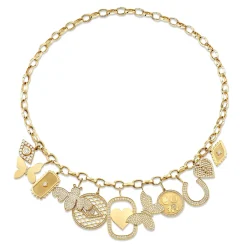 Gold & Diamond Graduated Multi-Icon Necklace