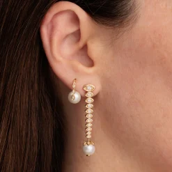 Gold & Diamond Graduated Marquise Eye Earrings