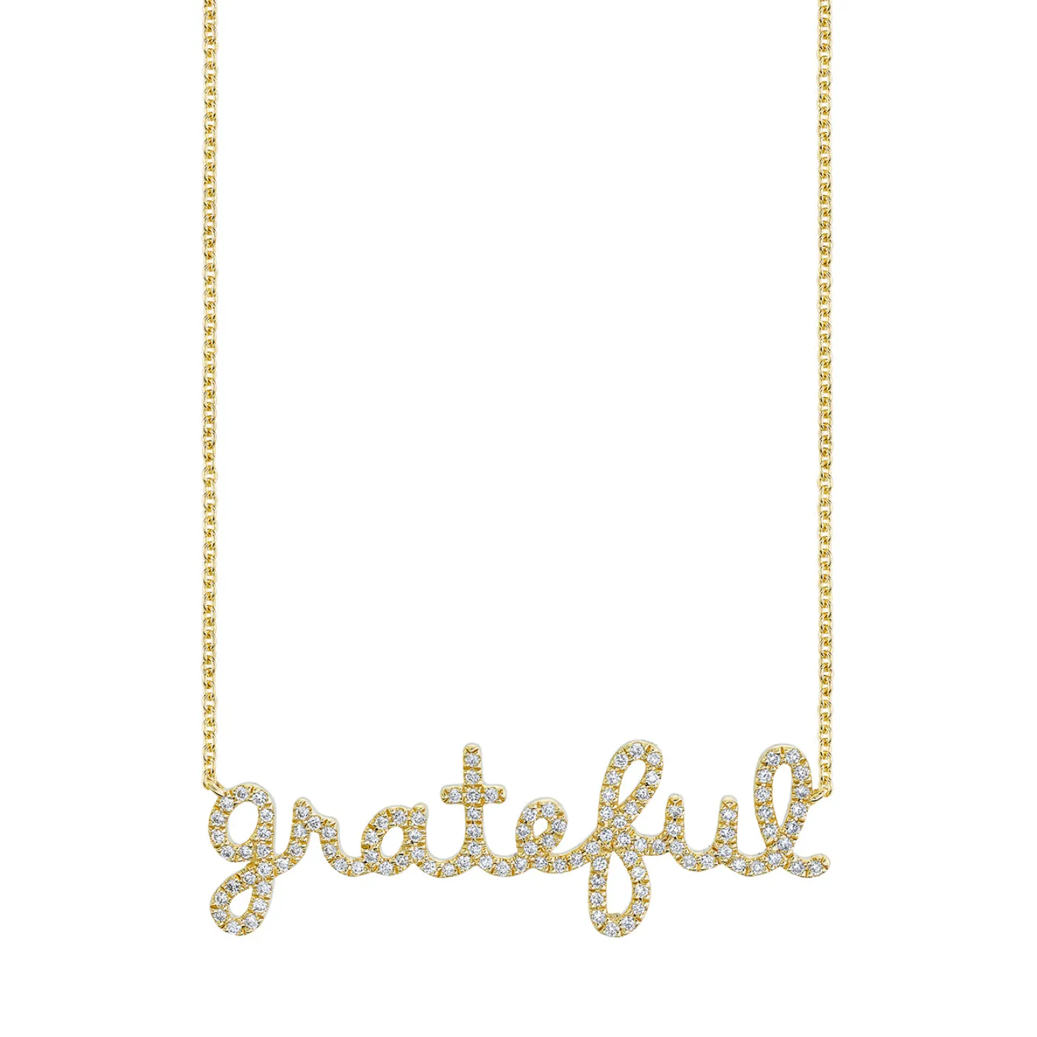 Gold & Diamond Grateful Script Necklace