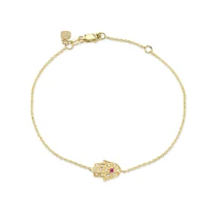Gold & Diamond Hamsa Bracelet