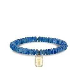 Gold & Diamond Hamsa on Blue Kyanite