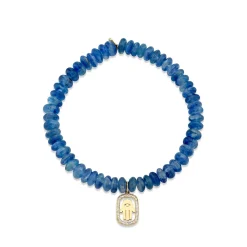 Gold & Diamond Hamsa on Blue Kyanite