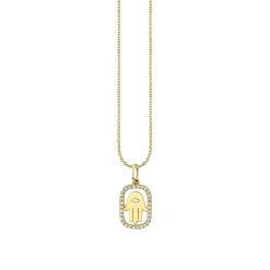 Gold & Diamond Hamsa Open Icon Charm