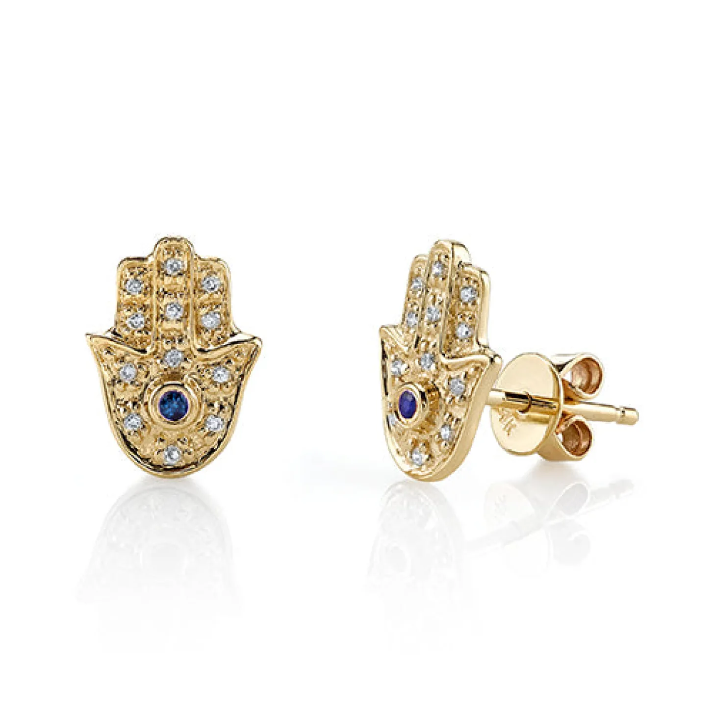 Gold & Diamond Hamsa Stud