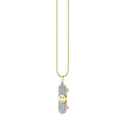 Gold & Diamond Happy Face Skateboard Charm