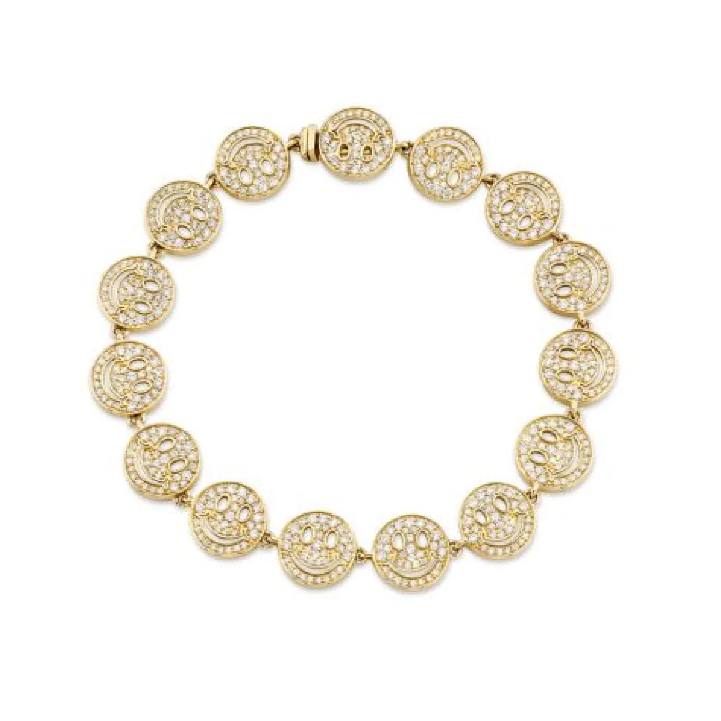 Gold & Diamond Happy Face Eternity Bracelet