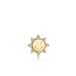 Gold & Diamond Happy Face Sun Stud