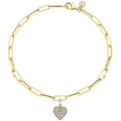 Gold & Diamond Heart Anklet