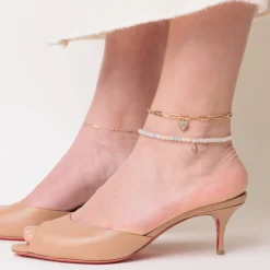 Gold & Diamond Heart Anklet