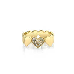 Gold & Diamond Heart Eternity Ring