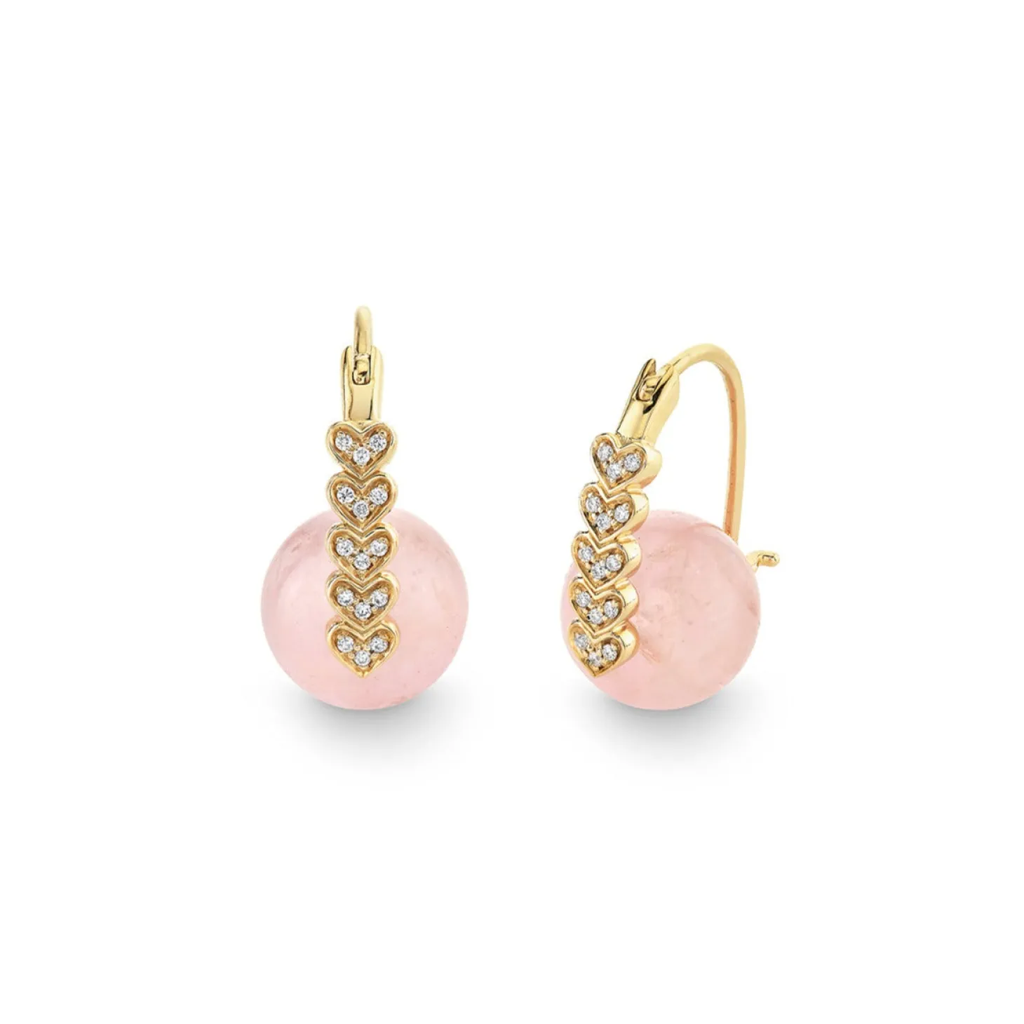 Gold & Diamond Heart Morganite Earrings