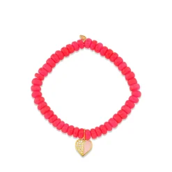 Gold & Diamond Heart on Hot Pink Ethiopian Opal