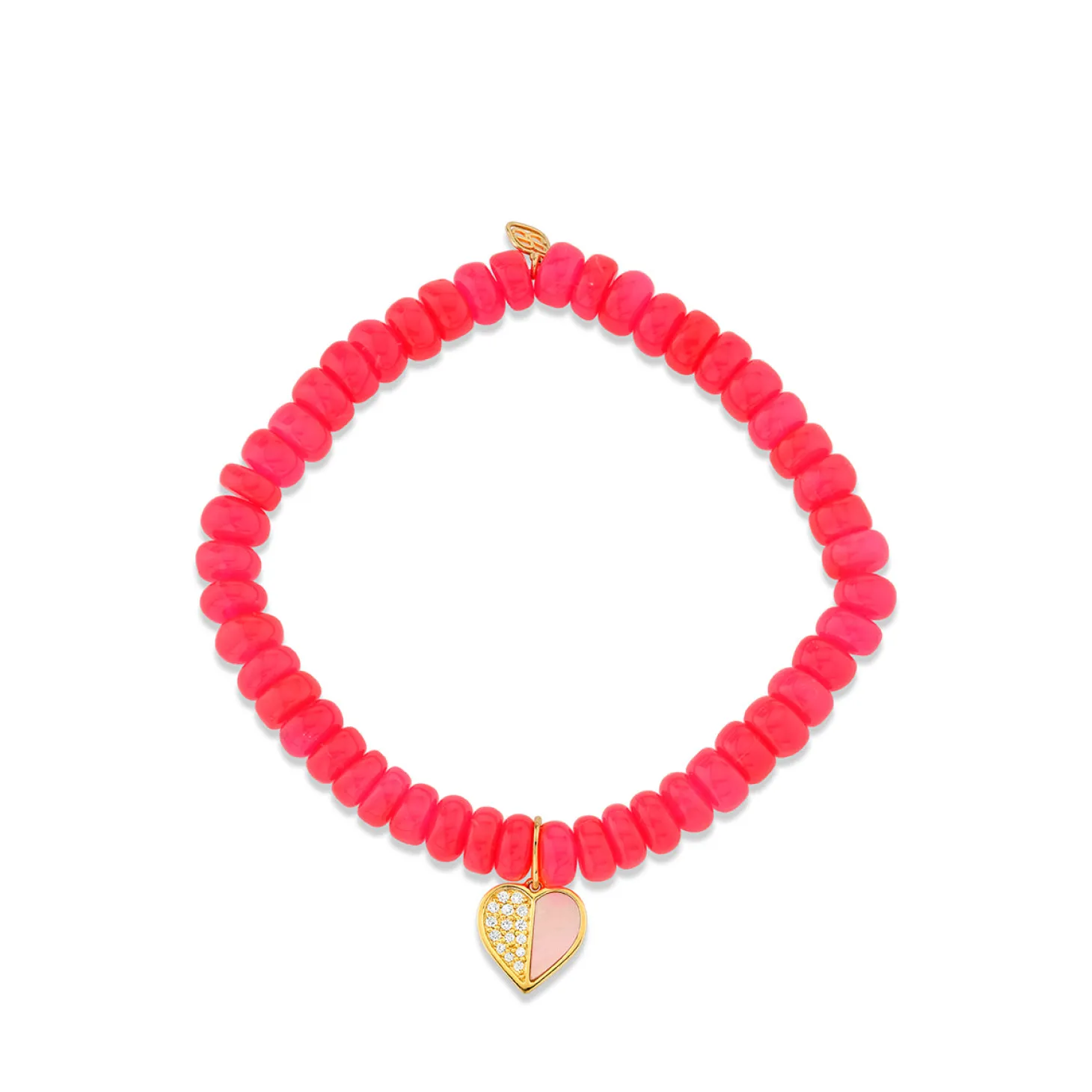 Gold & Diamond Heart on Hot Pink Ethiopian Opal
