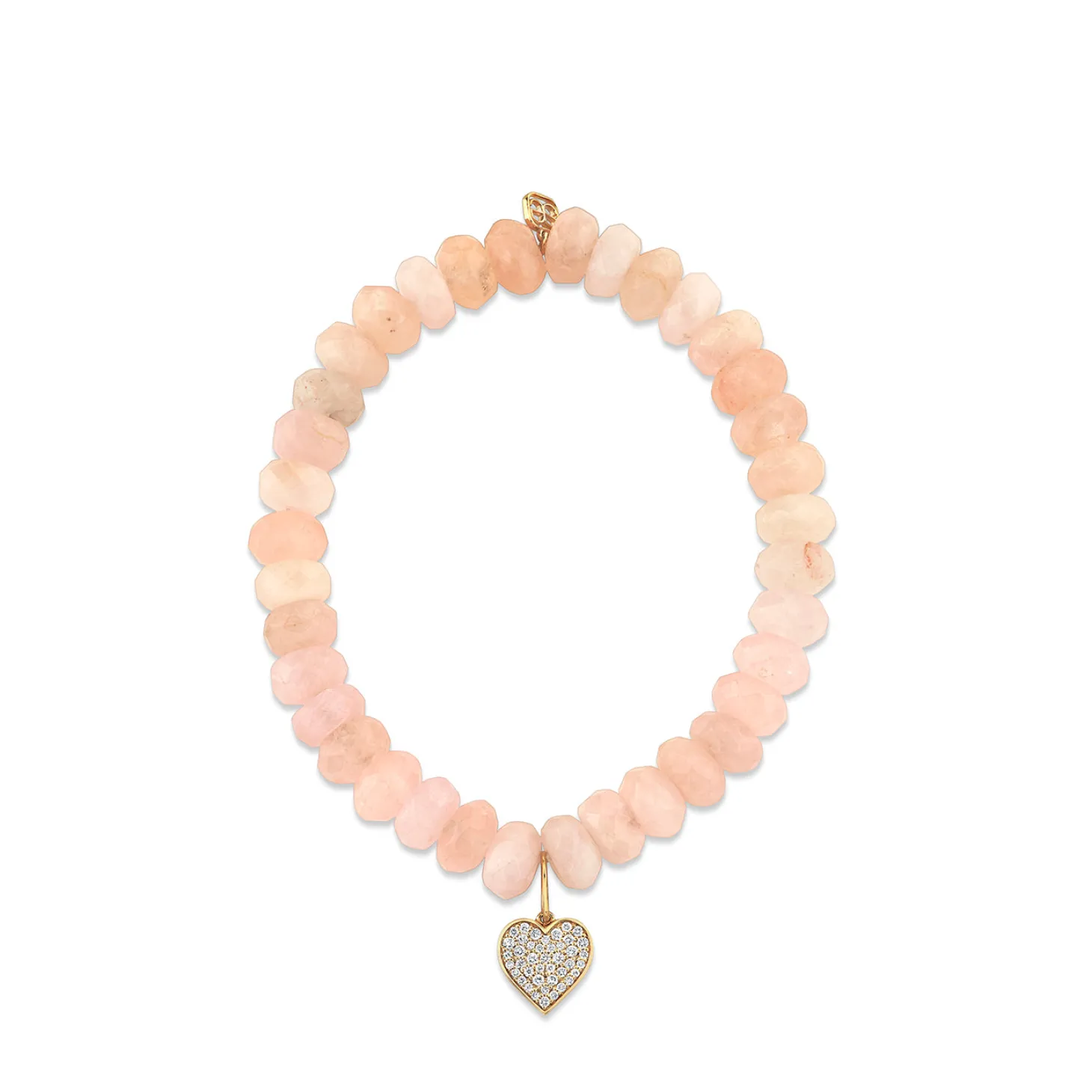 Gold & Diamond Heart on Morganite