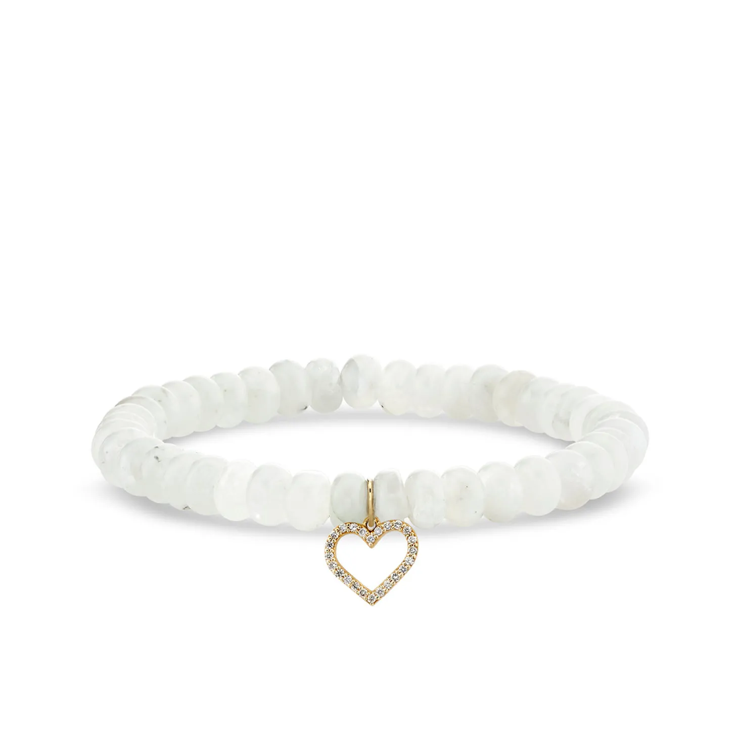 Gold & Diamond Heart on Rainbow Moonstone