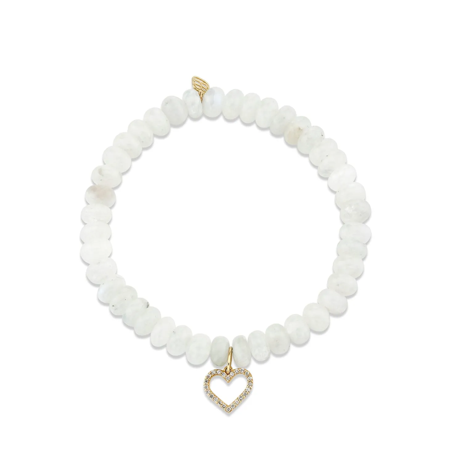 Gold & Diamond Heart on Rainbow Moonstone