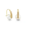 Gold & Diamond Heart Pearl Earrings