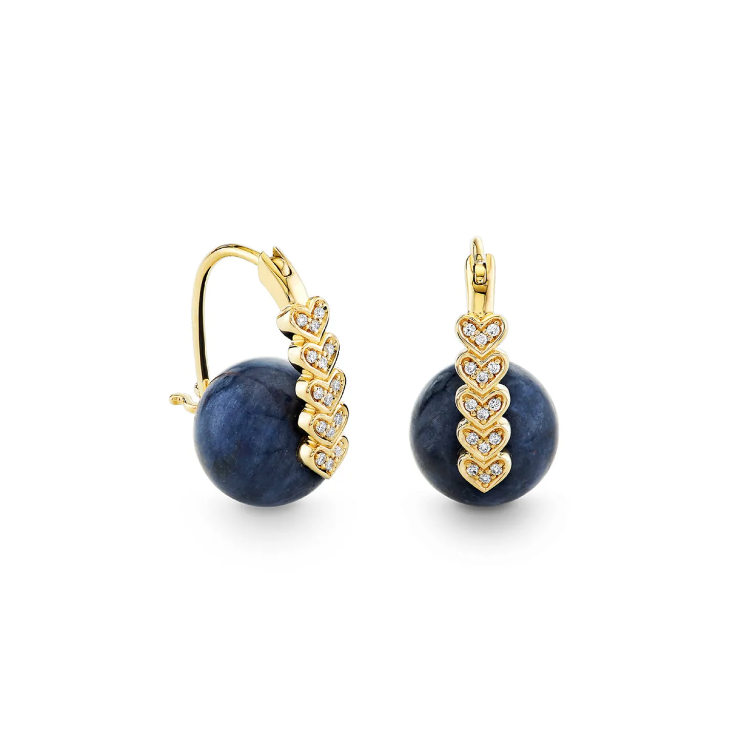 Gold & Diamond Heart Sapphire Earrings