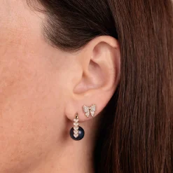 Gold & Diamond Heart Sapphire Earrings