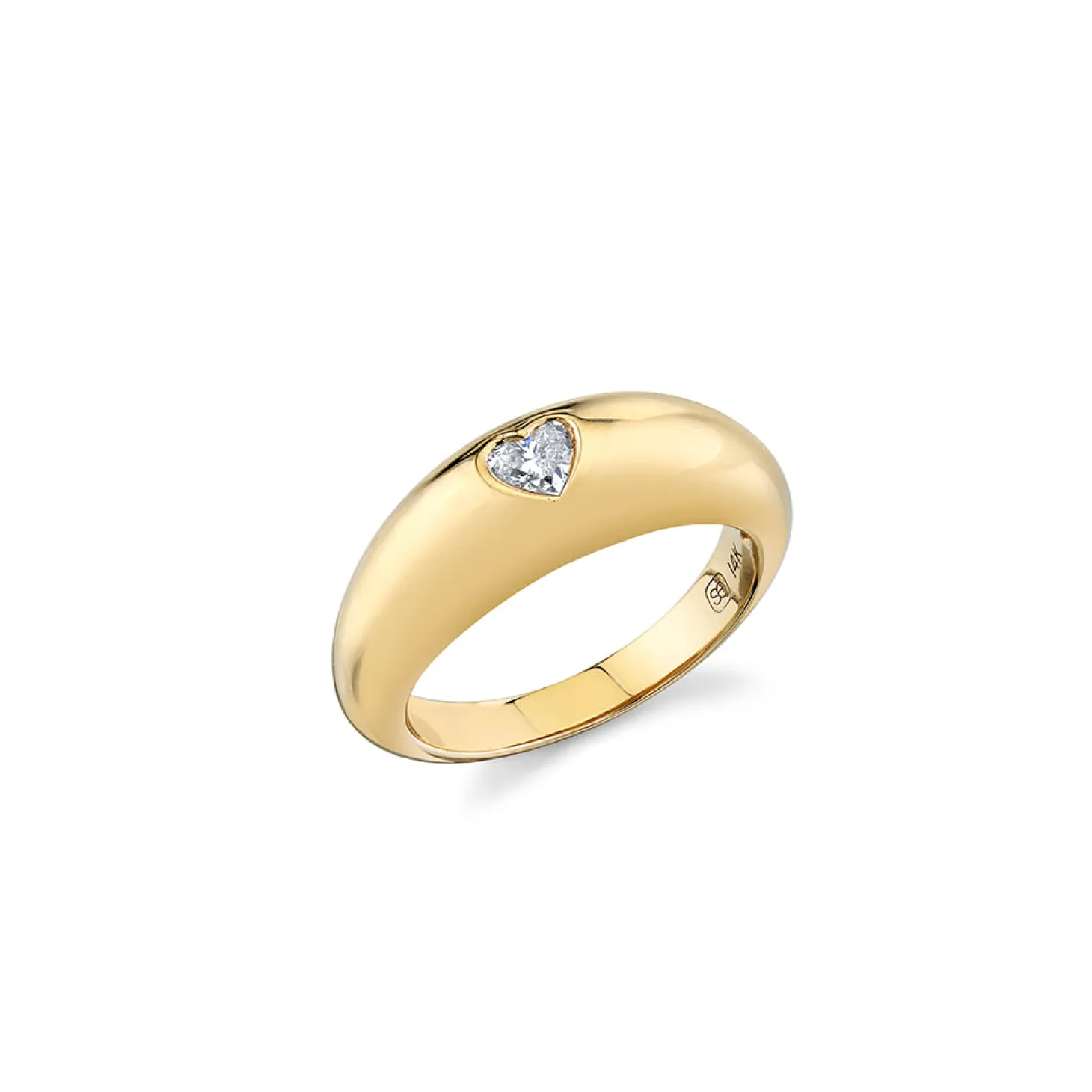 Gold & Diamond Heart Shape Puffy Ring