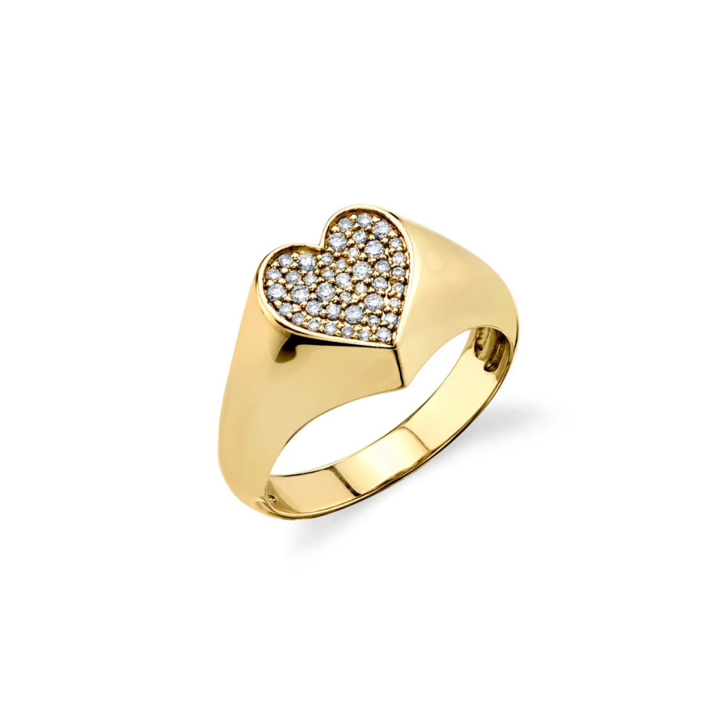 Gold & Diamond Heart Signet Ring
