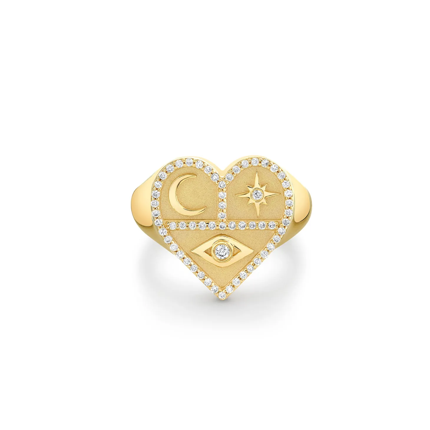 Gold & Diamond Heart Tricon Signet Ring
